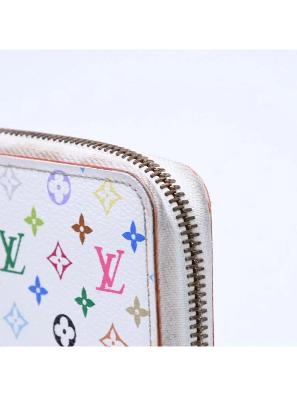 Louis Vuitton Monogram Multicolor Zippy Wallet Takashi Murakami Gold White